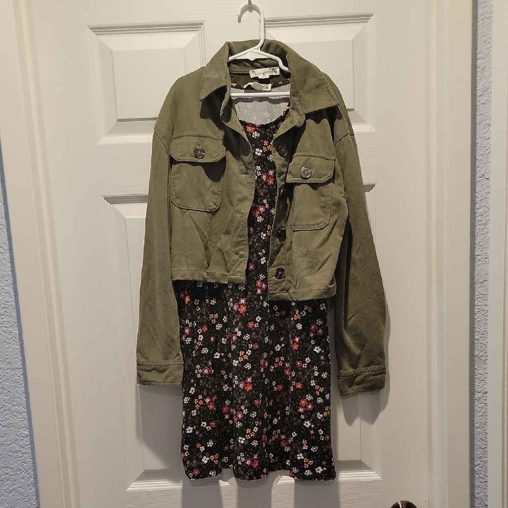 Knitworks Olive Cropped Utility Jean Jacket